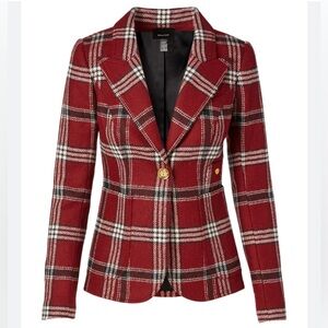 Smythe Patch Pocket Duchess Blazer in Maroon Plaid